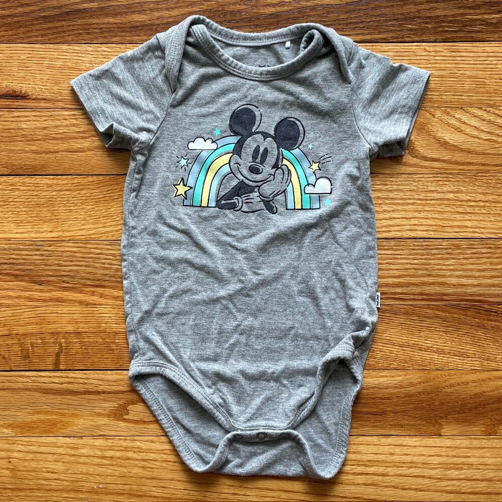 Little Sleepies Mickey Forever Short Sleeve Bodysuit Size 6-12 Month